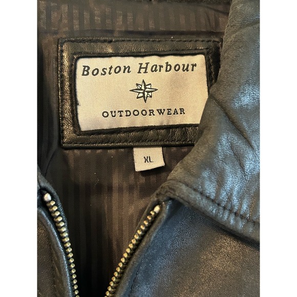 Boston Harbour Outdoorwear Mens Leather Coat Black Leather Vintage - Picture 4 of 6